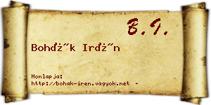 Bohák Irén névjegykártya