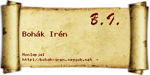 Bohák Irén névjegykártya